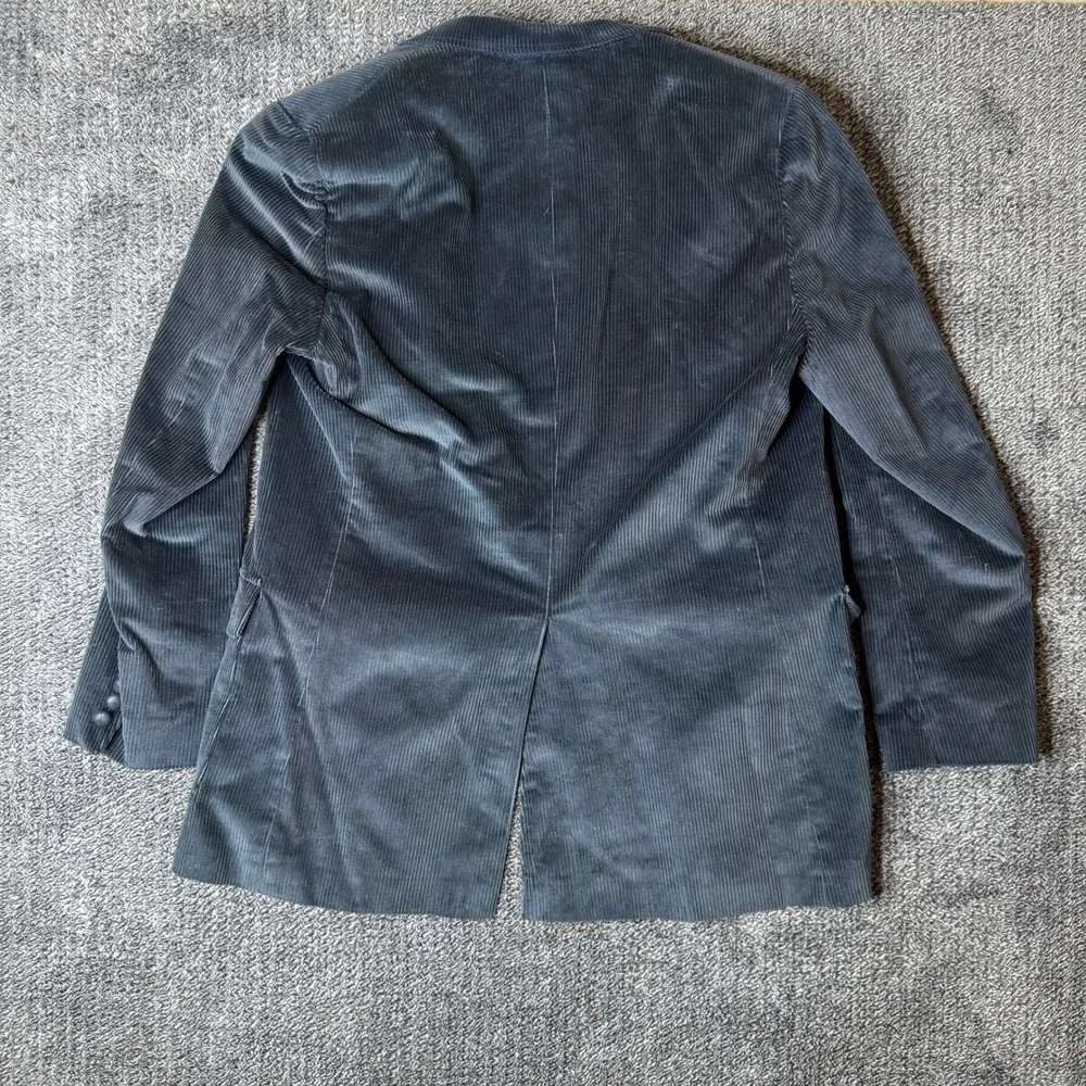 Anthony Allan Vintage Corduroy Blazer Mens Blue Gray Union Made USA Sport Coat